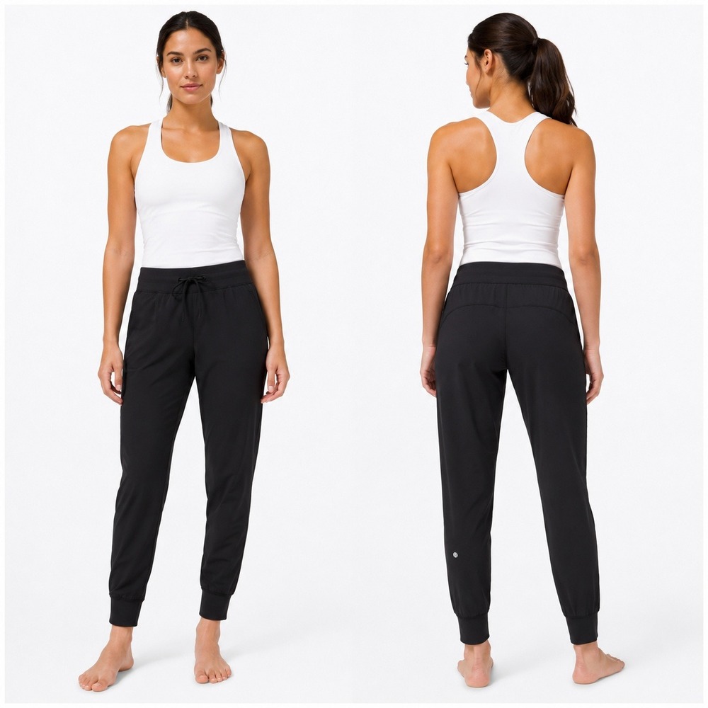 Lululemon Black Athletic Jogger Pants Women's Size 6 Drawstring Tapered 29